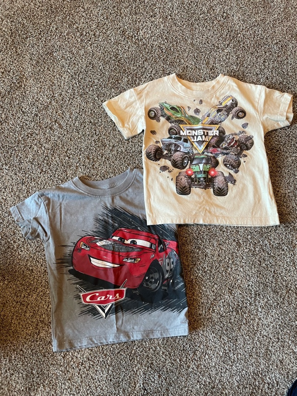 Monster Jam Light Yellow Kids T-Shirt & Cars Gray Kids T-Shirt - Pack
